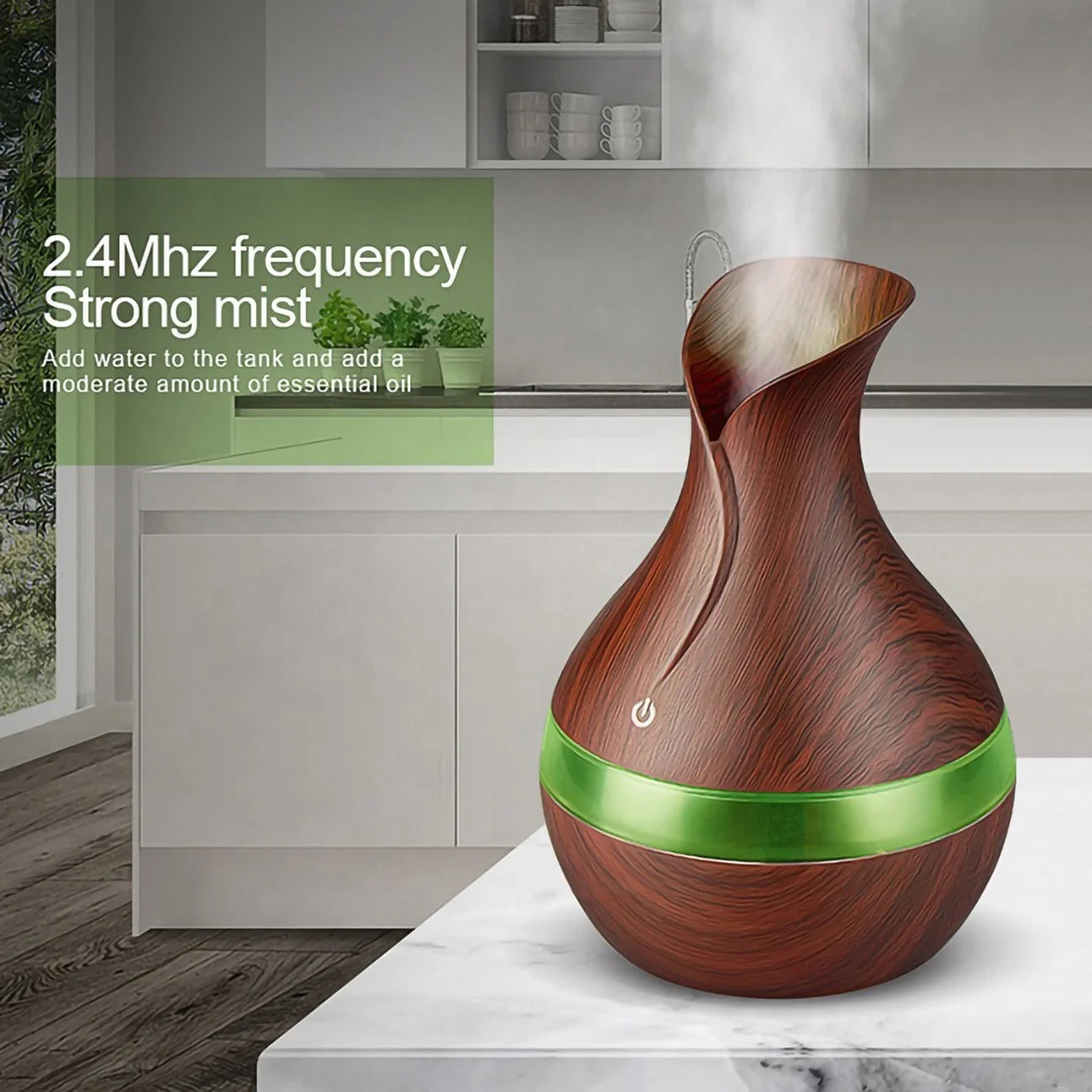 300ML Ultrasonic Essential Oil Aroma Diffuser with 7 Soothing LED Color Options for Enhanced Air Quality