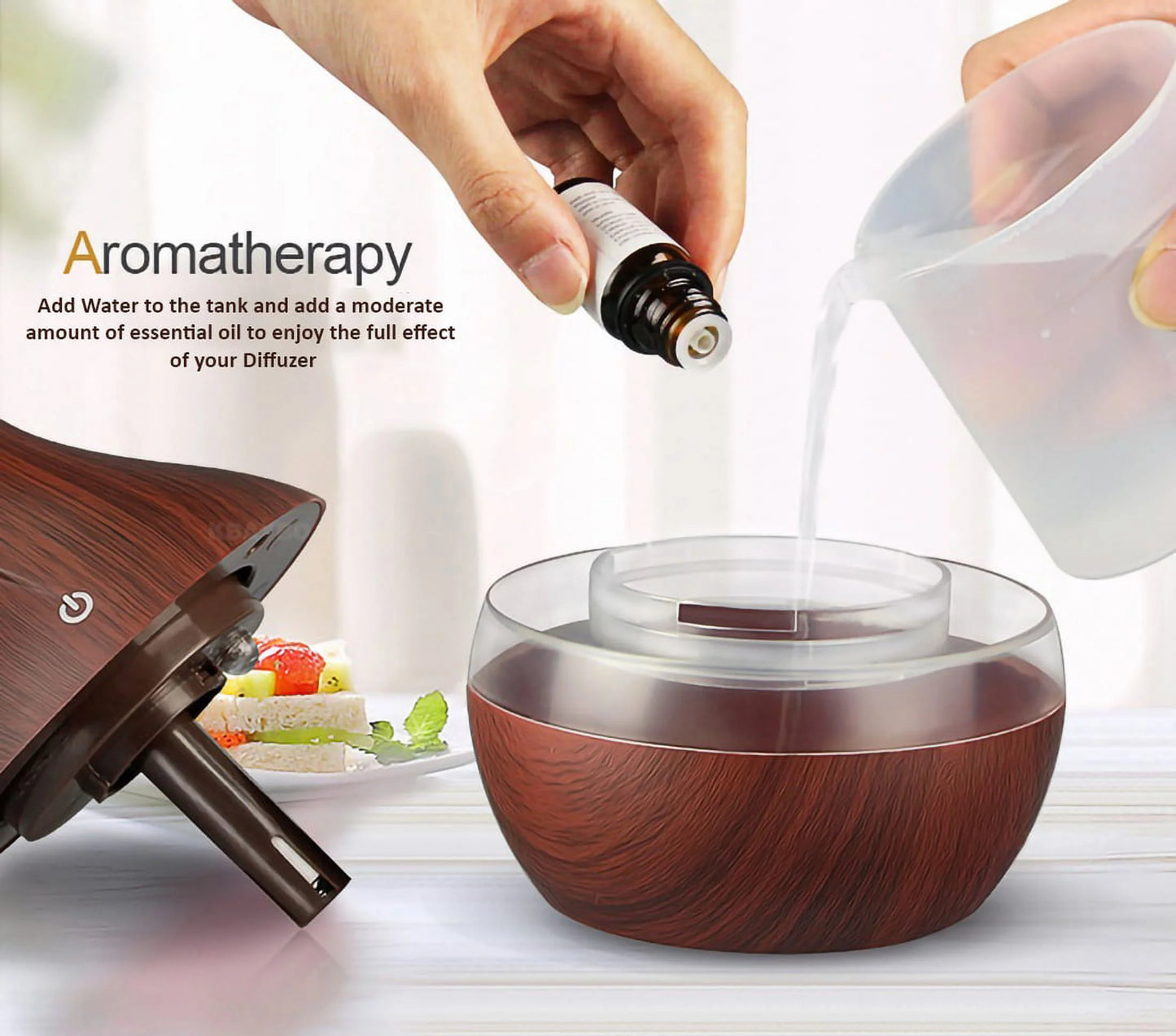 300ML Ultrasonic Essential Oil Aroma Diffuser with 7 Soothing LED Color Options for Enhanced Air Quality