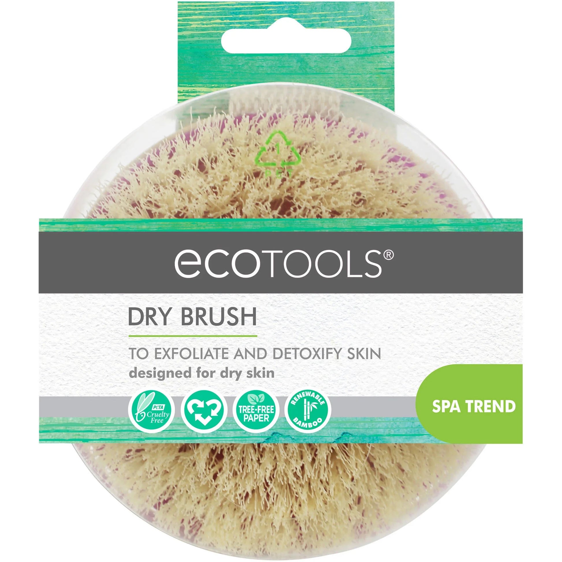 Eco-Friendly Body Exfoliating and Detoxifying Dry Brush - Pink, Single