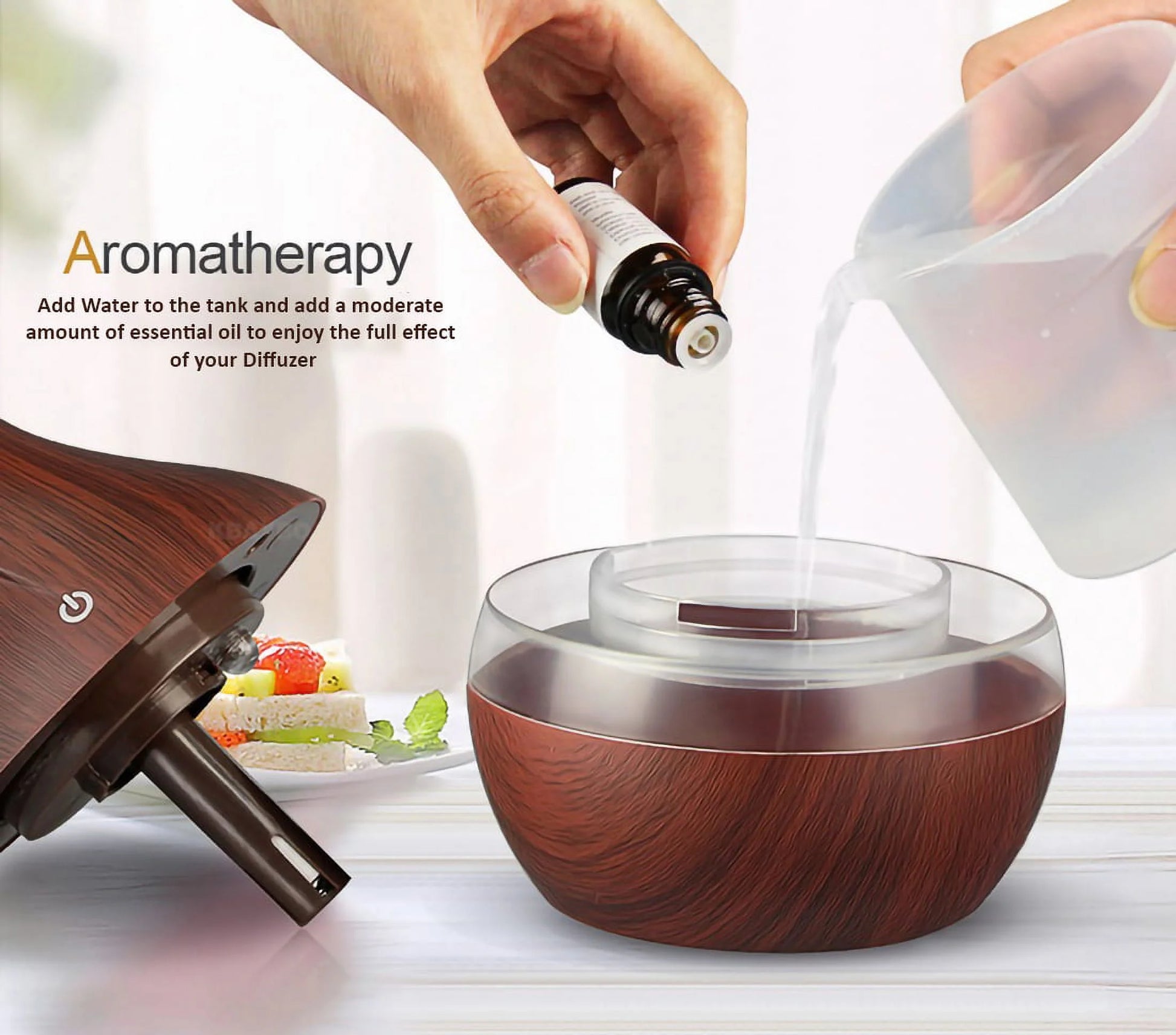 300ML Ultrasonic Essential Oil Aroma Diffuser with 7 Soothing LED Color Options for Enhanced Air Quality
