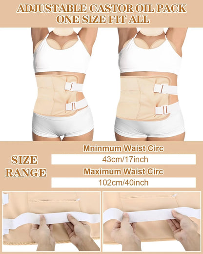 RACCOMB 5-Piece Castor Oil Pack Wrap Set for Comprehensive Body Relief - Ideal for Waist, Neck, and Knees